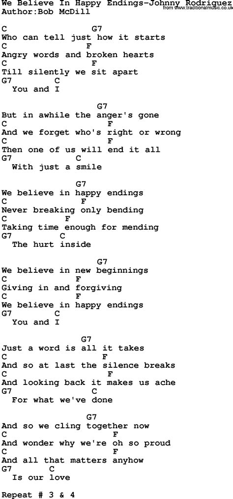 Country Music:We Believe In Happy Endings-Johnny Rodriguez Lyrics and ...