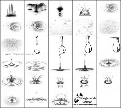 Fountain – Water Drops and Water Ripples Photoshop Brushes | Photoshop ...