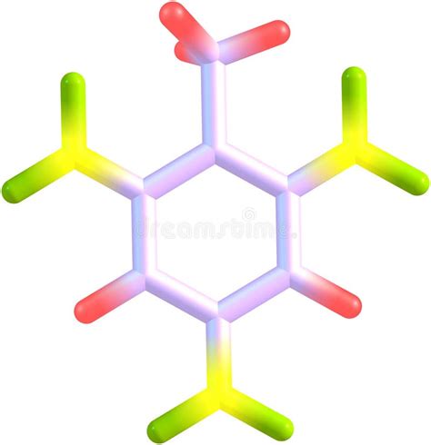 Trinitrotoluene Molecular Structure on White Background Stock ...