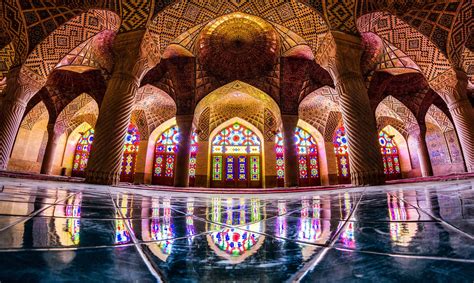 Nasir al-Mulk Mosque, mosque, Islamic architecture, architecture, colorful, reflection, Iran HD ...