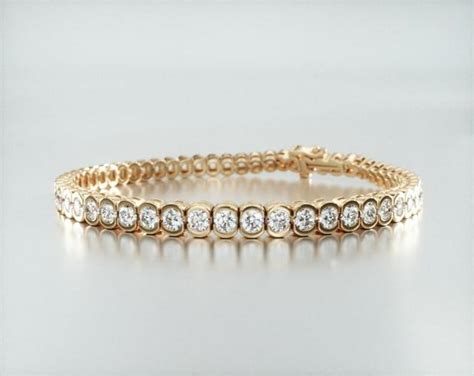 bracelets, tennis bracelets, 14k yellow gold bezel diamond tennis ...