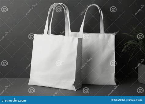 Two Plain White Tote Bag Product Generative AI Stock Illustration ...