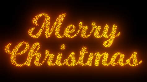 Merry Christmas Text On Black Background, 3 Fonts Versions Flying Sparks, Particles Looping 2D ...