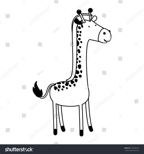 Giraffe Cartoon Black Silhouette White Background Stock Vector (Royalty Free) 769220614 ...