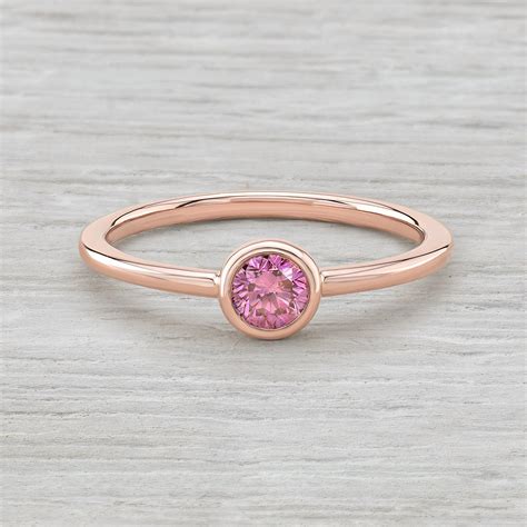 Pink Diamond Bezel Set Ring in 14K Rose Gold (only $875)