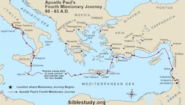 Apostle Paul's Fourth Missionary Journey Map