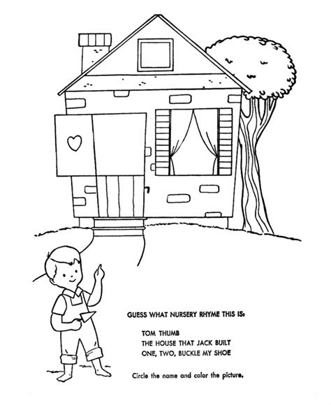 BlueBonkers: Nursery Rhymes Quiz Coloring Page Sheets - The House that Jack Built - Mother Goose