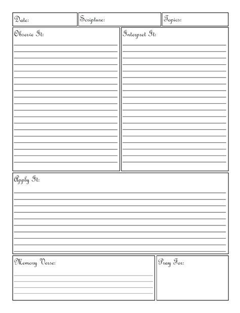 Free Printable Bible Study Sheets