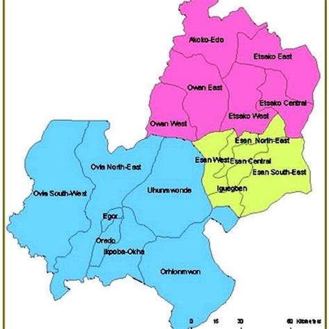 Map of Edo State showing the 18 Local Government Areas... | Download ...