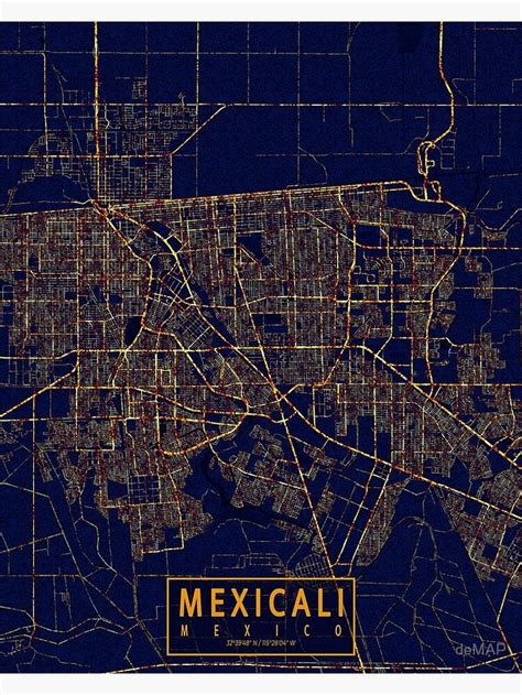 Mexicali, Baja California, Mexico Map - City At Night Poster by deMAP | Night city, Mexico map ...