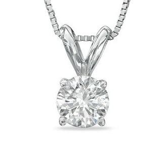 1/2 CT. Diamond Solitaire Pendant in 14K White Gold | Zales