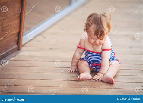 Portrait of Adorable Infant Smiling Girl in Summer Outdoor Stock Image ...