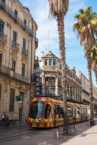 Montpellier Public Transport Line 2 Tram Going Down Rue De Maguelone Stock Photo - Download ...