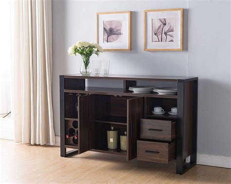 Amazon.com - 161640 Smart Home Dark Walnut & Black Wine Rack Sideboard ...