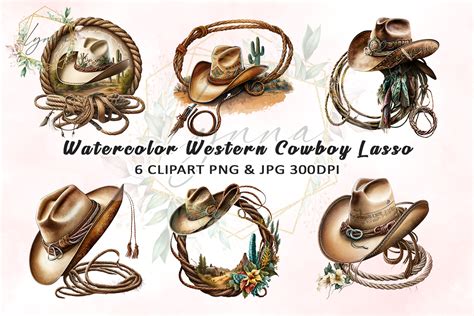 Watercolor Cowboy Lasso Clipart Graphic by Pamilah · Creative Fabrica