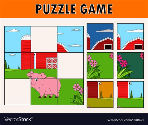 Cartoon pig of educational puzzle Royalty Free Vector Image