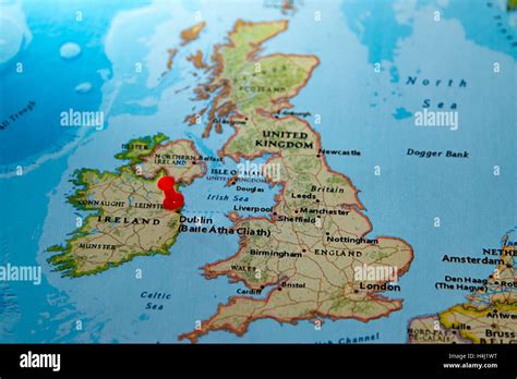 Dublin, Ireland pinned on a map of Europe Stock Photo - Alamy