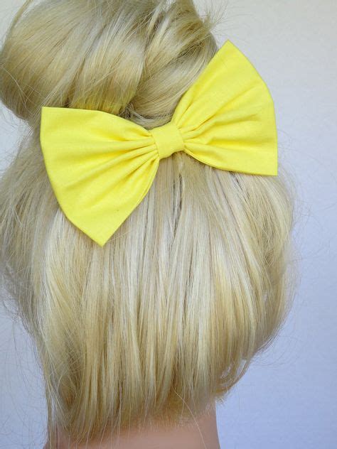 Bright+Yellow+Hair+Bow+Clip+Yellow+bow+Clip+by+CutieCuteBows,+$4.99 (With images) | Yellow hair ...