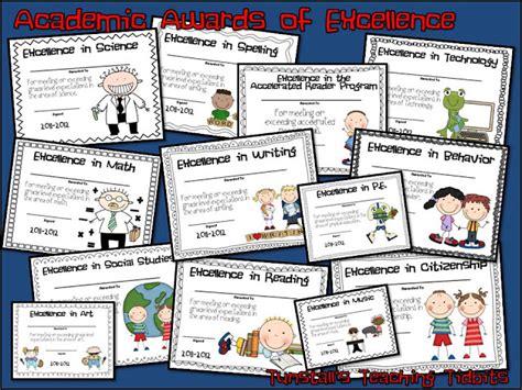 Academic Awards for Elementary Students - Tunstall's Teaching Tidbits