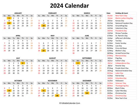 2024 Printable Calendar with Holidays | Calendar printables, Free printable calendar templates ...