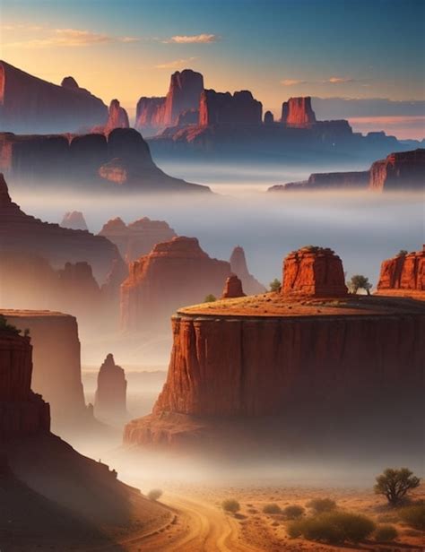 Premium AI Image | A sunrise view of the canyons and canyons.