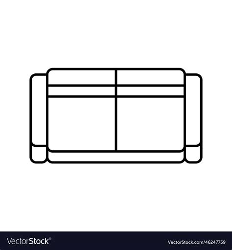 Sofa two sections top view line icon Royalty Free Vector