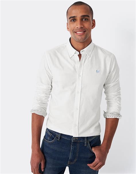 Men's White Slim Fit Cotton Oxford Shirt from Crew Clothing Company