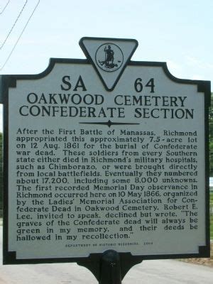 Oakwood Cemetery Confederate Section Historical Marker