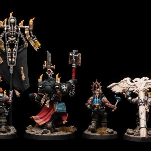 Black Templars Chaplain Grimaldus & Retinue Painted Wargaming Figure Art Quality