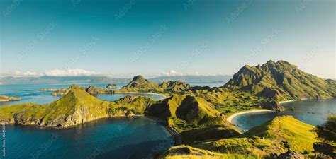 Aerial view of Padar Island in the Komodo National Park, home of the ...