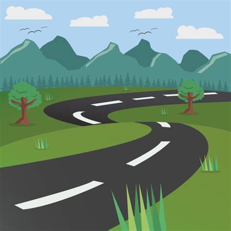 Road Landscape Vector Art PNG, Road Landscape Background, Landscape ...