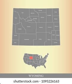 Wyoming County Map Names Labeled Wyoming Stock Vector (Royalty Free) 1095226163 | Shutterstock