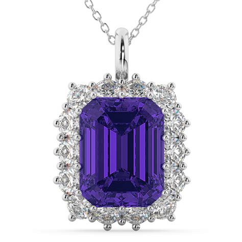 Emerald Cut Tanzanite & Diamond Pendant 14k White Gold 5.68ct - AD4922