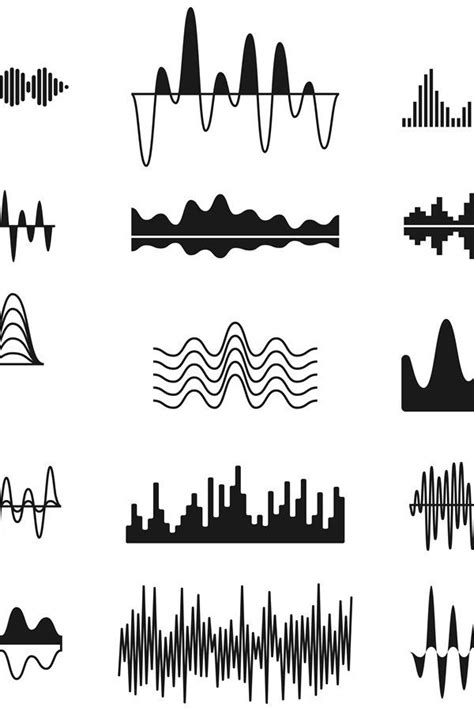 Sound frequency waves. Analog curved signal symbols. Audio t (911135 ...