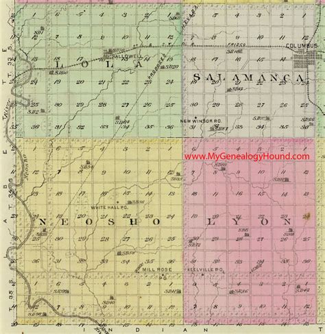 Southwest Cherokee County, Kansas 1887 Map