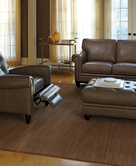 Martha Stewart Bradyn Leather Sofa Living Room Furniture Collection - Shop All Living Room ...