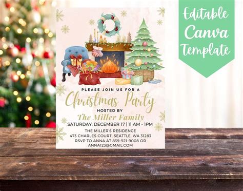 Editable and Printable Christmas Party Event Invitation Flyer Template, Instant Download ...