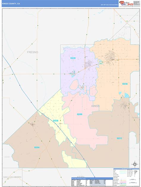 Kings County, CA Wall Map Color Cast Style by MarketMAPS - MapSales.com