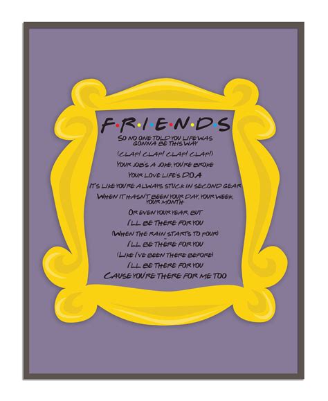 Friends Theme I'll Be There FOR YOU lyrics printable | Etsy