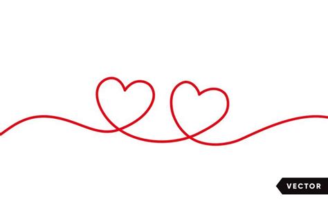 Continuous one line drawing of red heart isolated on white background ...