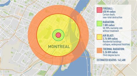 Nuclear Bomb Blast Radius Map