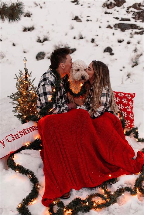 snowy dog lovin christmas couple session — nicole briann photo