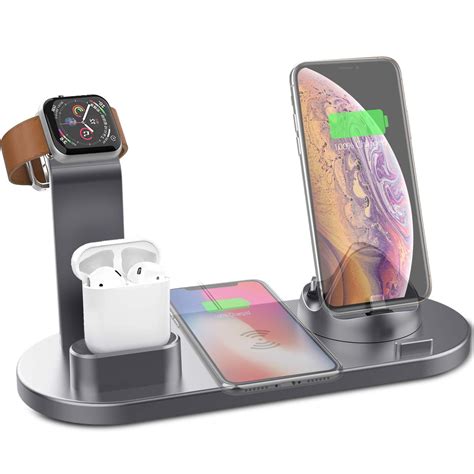 Wireless Charger 4 in 1 Charging Station QI Fast Charger Compatible with Apple Watch Series and ...