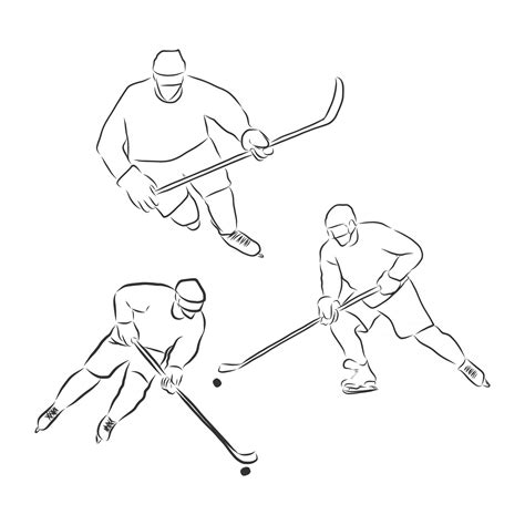 hand sketch hockey player hockey player vector sketch illustration ...