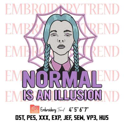 Wednesday Addams Purple Neon Embroidery, Normal Is An Illusion Embroidery, Spider Web Embroidery ...