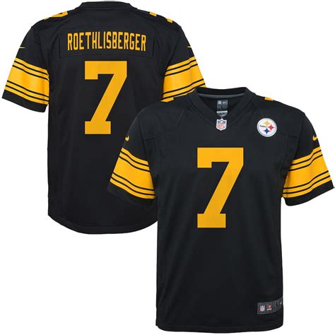 Youth Pittsburgh Steelers Ben Roethlisberger Nike Black Color Rush Game Jersey