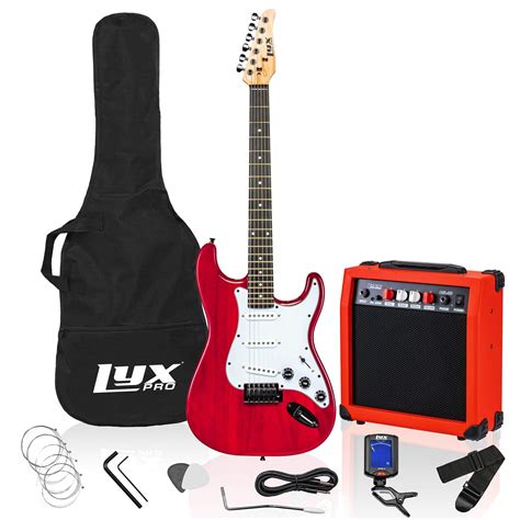 LyxPro Electric Guitar Package Complete Kit With 20 Watt AMP Red ...