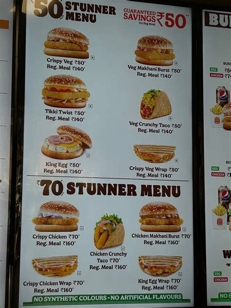 Menu at Burger King, Dehradun, Unit No 5/5