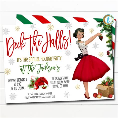 Retro Christmas Party Invitation Vintage Holiday Mid Century - Etsy