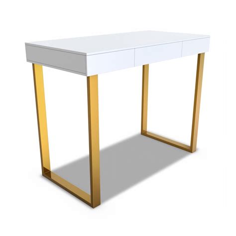 Modern White Desk with Gold Legs - Roxy - BuyItDirect.ie